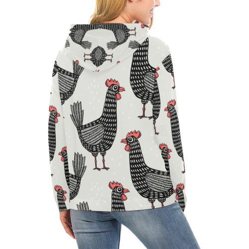 Farm Chicken Pattern Print Women Pullover Hoodie-grizzshop