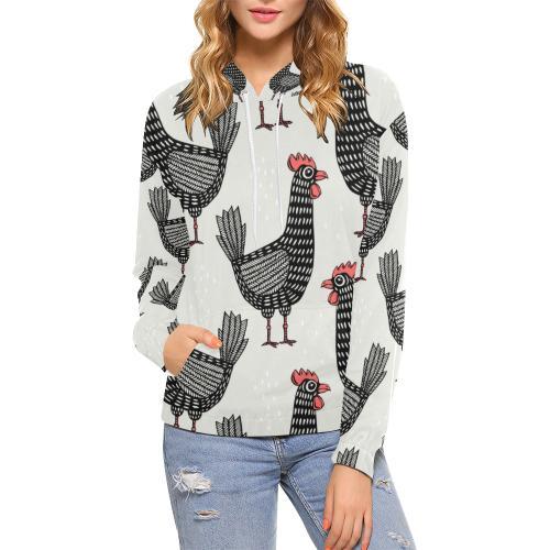 Farm Chicken Pattern Print Women Pullover Hoodie-grizzshop