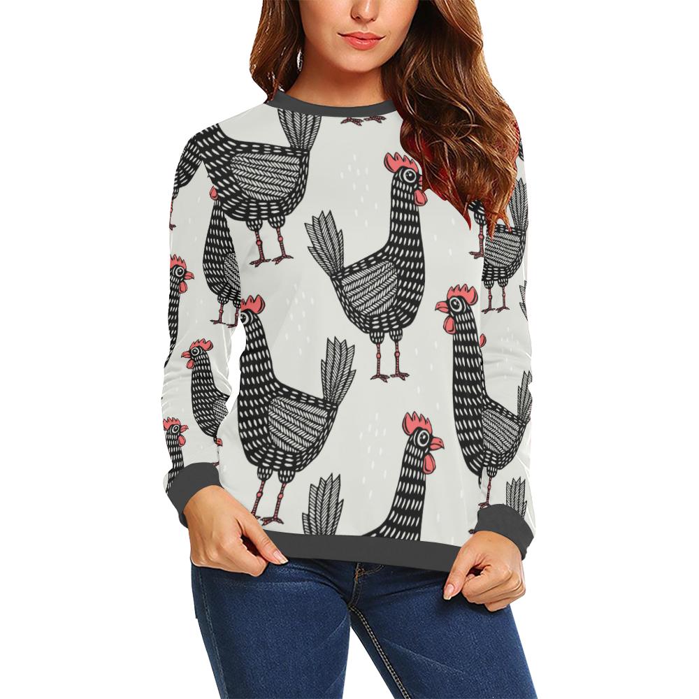Farm Chicken Pattern Print Women's Sweatshirt-grizzshop