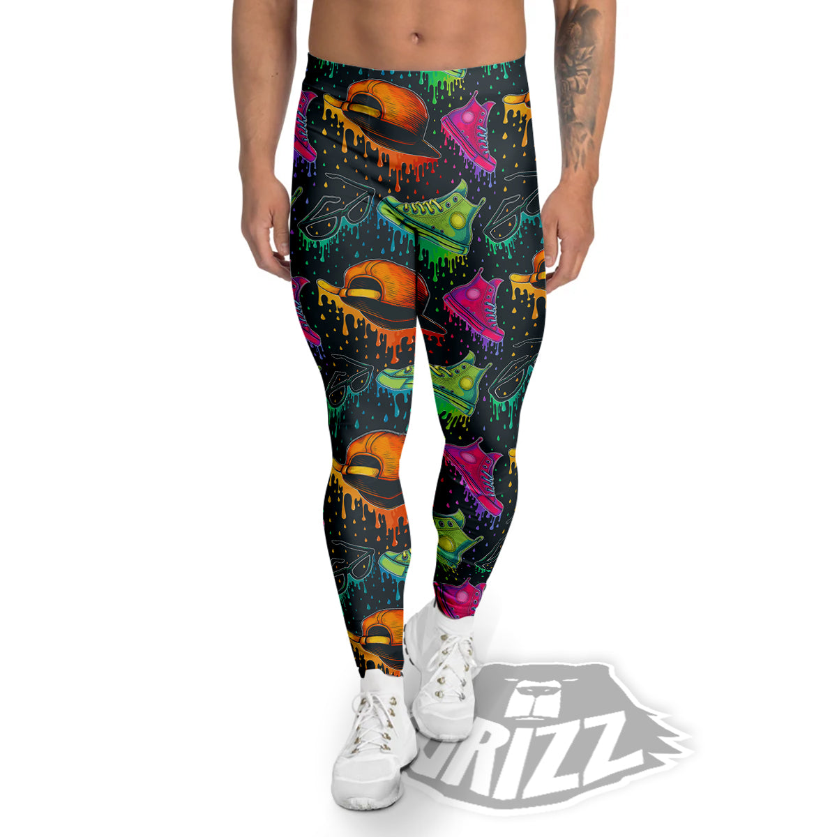 Fashion Colorful Print Pattern Men's Leggings-grizzshop