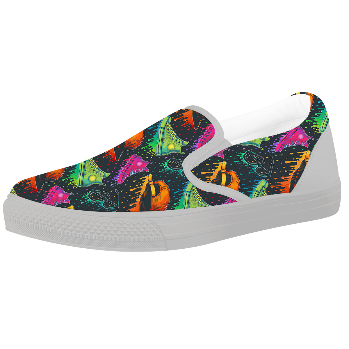 Fashion Colorful Print Pattern White Slip On Shoes-grizzshop