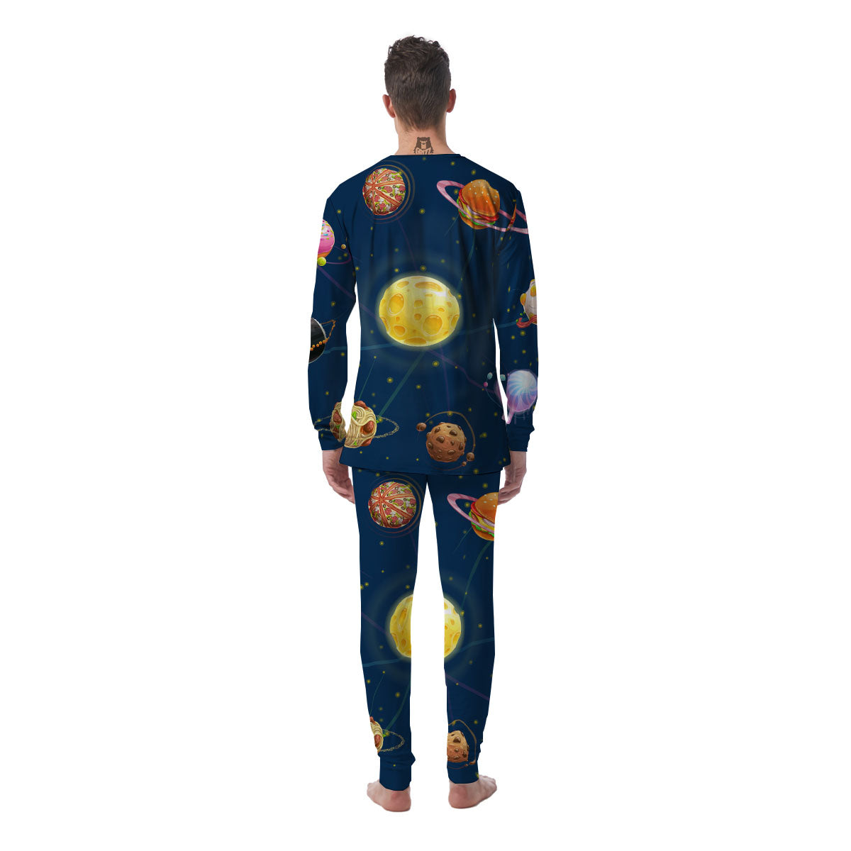 Fast Food Planets Set Print Men's Pajamas-grizzshop