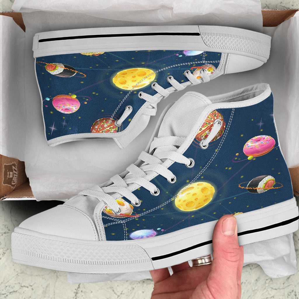Fast Food Planets Set Print White High Top Shoes-grizzshop