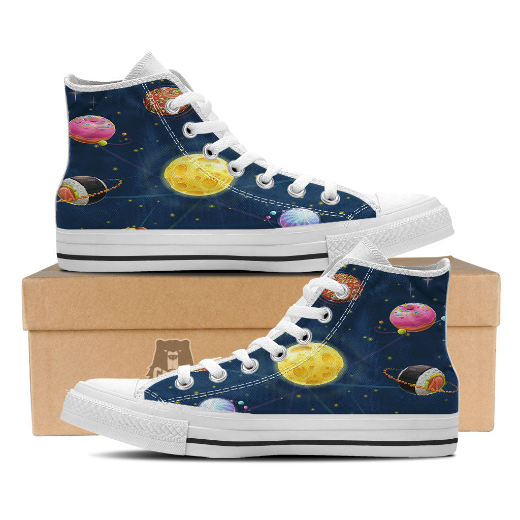 Fast Food Planets Set Print White High Top Shoes-grizzshop