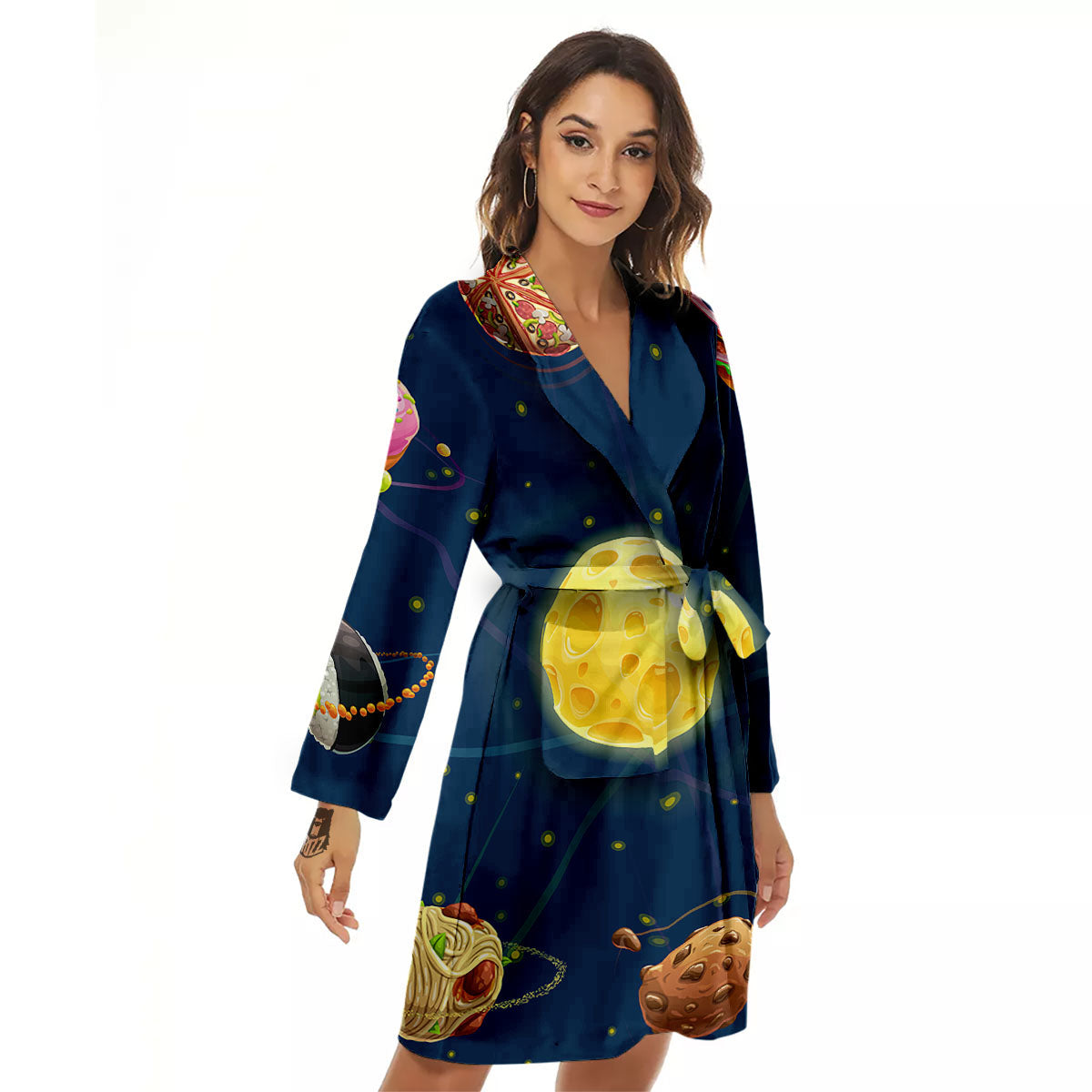 Fast Food Planets Set Print Women's Robe-grizzshop