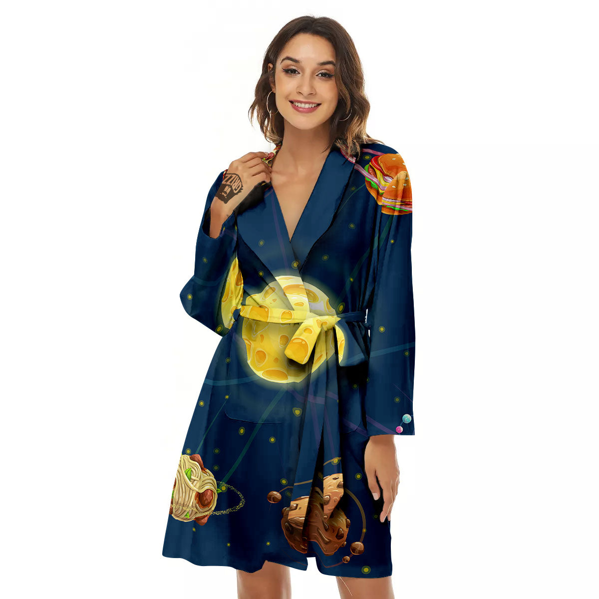 Fast Food Planets Set Print Women's Robe-grizzshop