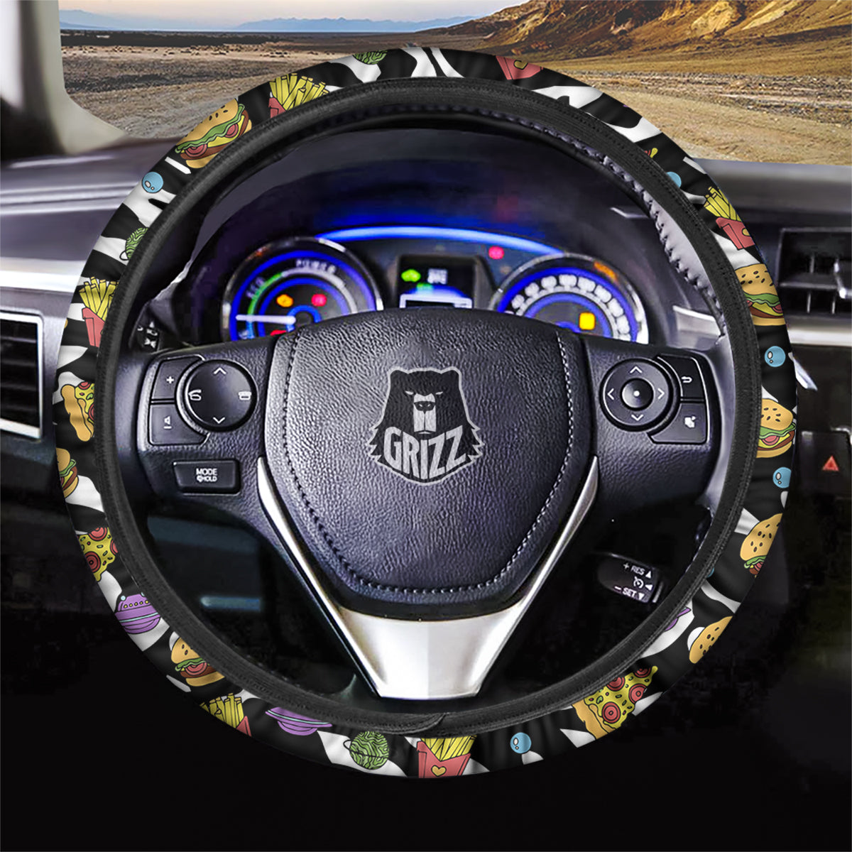 Fastfood Cute Zebra Print Pattern Car Steering Wheel Cover-grizzshop