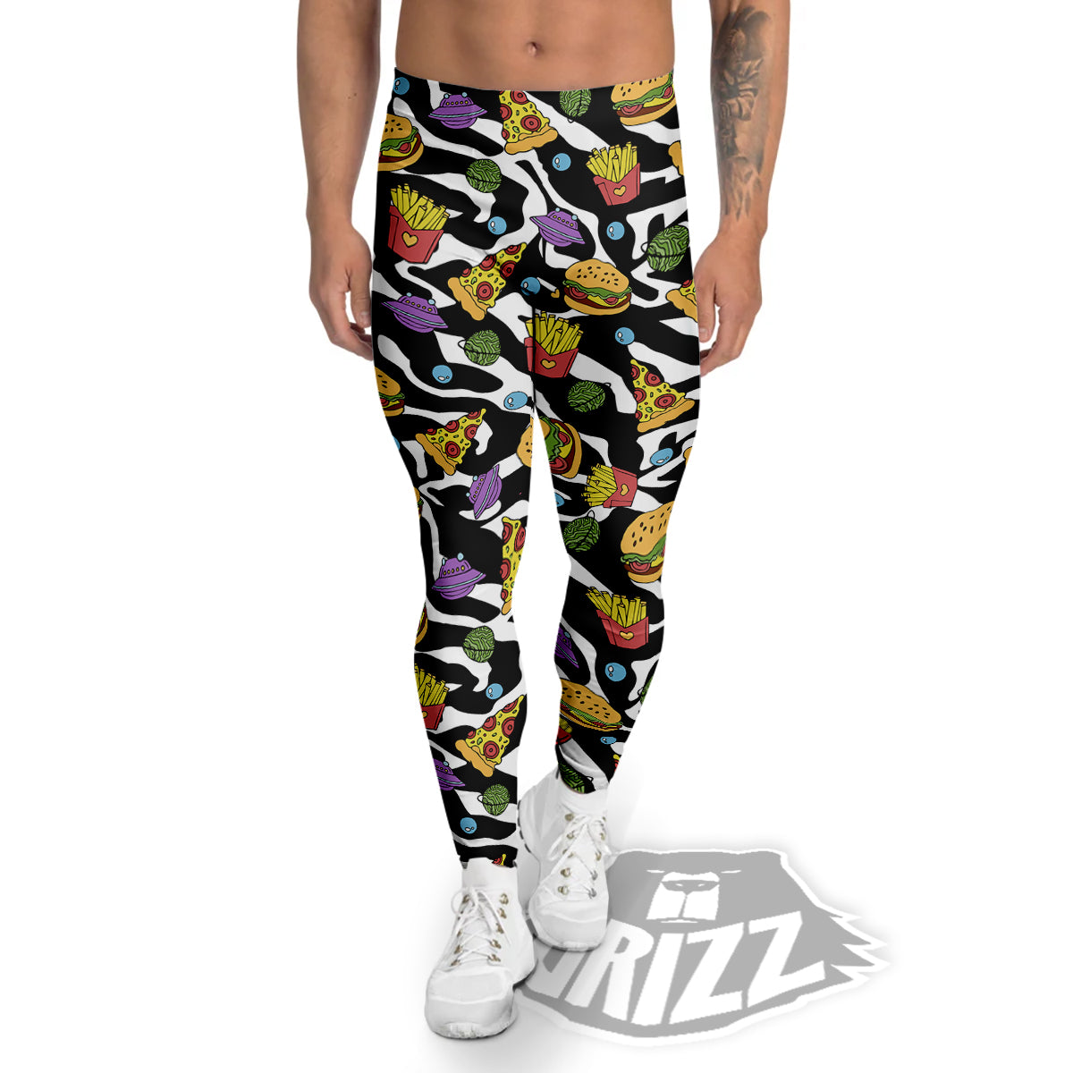 Fastfood Cute Zebra Print Pattern Men's Leggings-grizzshop