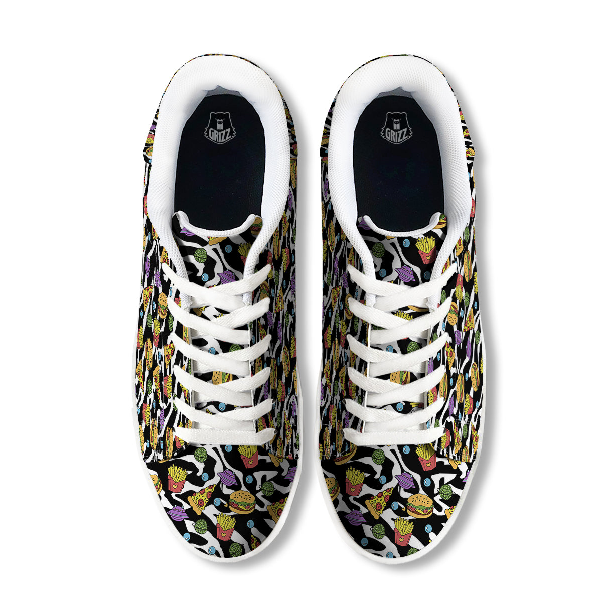 Fastfood Cute Zebra Print Pattern White Low Top Sneakers-grizzshop