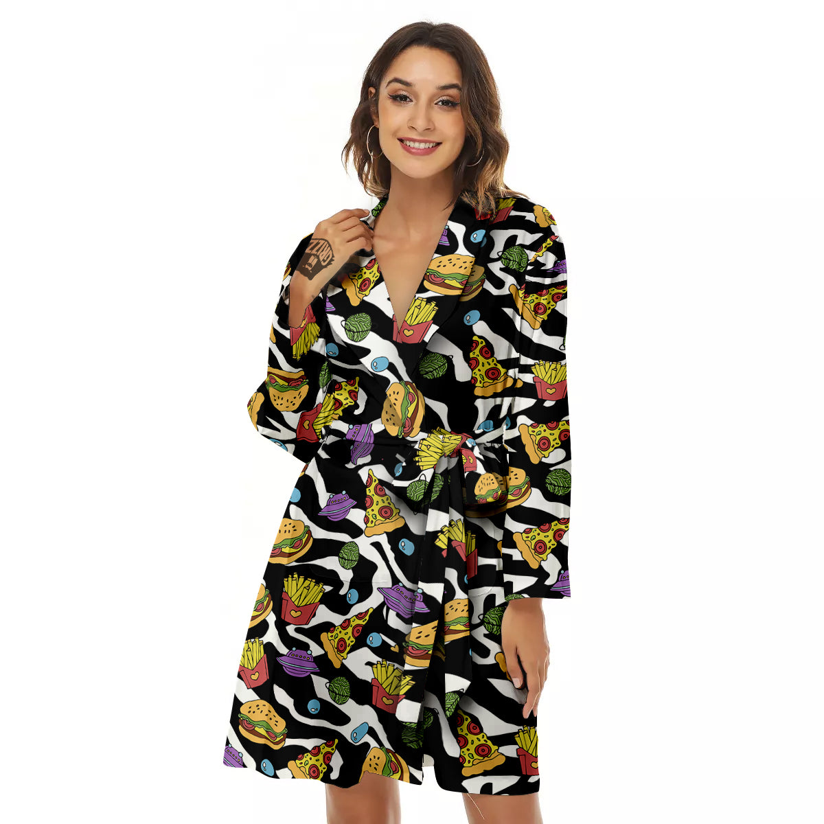 Fastfood Cute Zebra Print Pattern Women's Robe-grizzshop