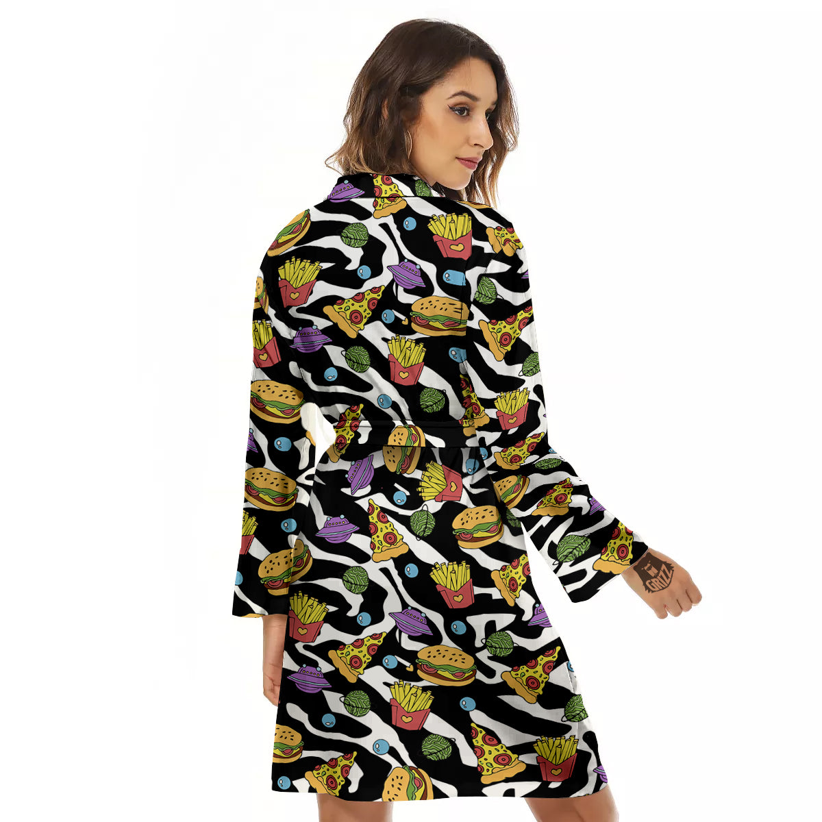 Fastfood Cute Zebra Print Pattern Women's Robe-grizzshop