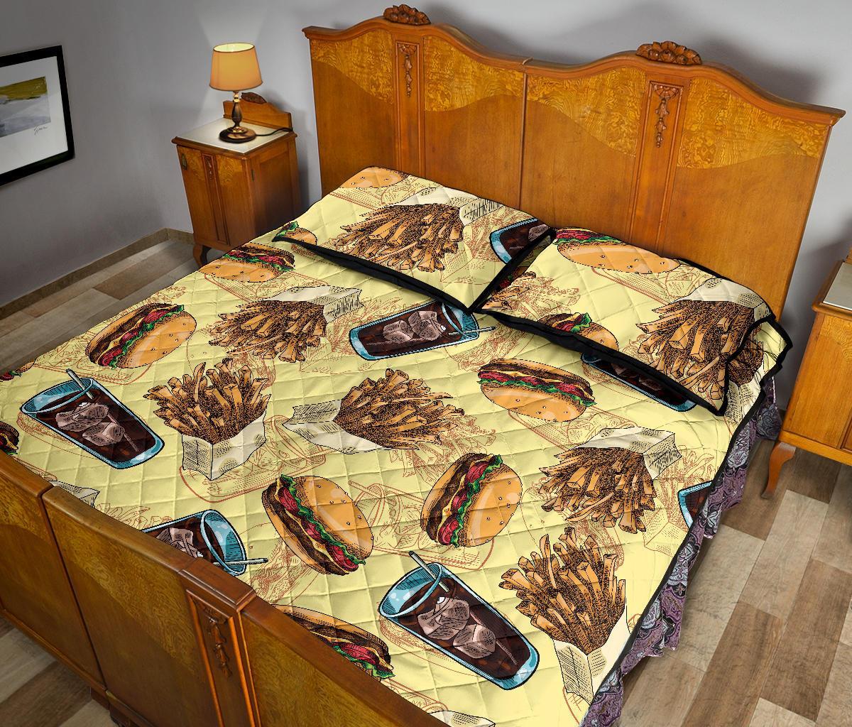 Fastfood Pattern Print Bed Set Quilt-grizzshop