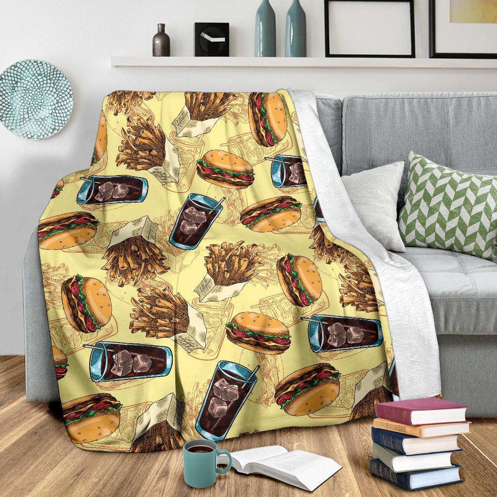 Fastfood Pattern Print Blanket-grizzshop