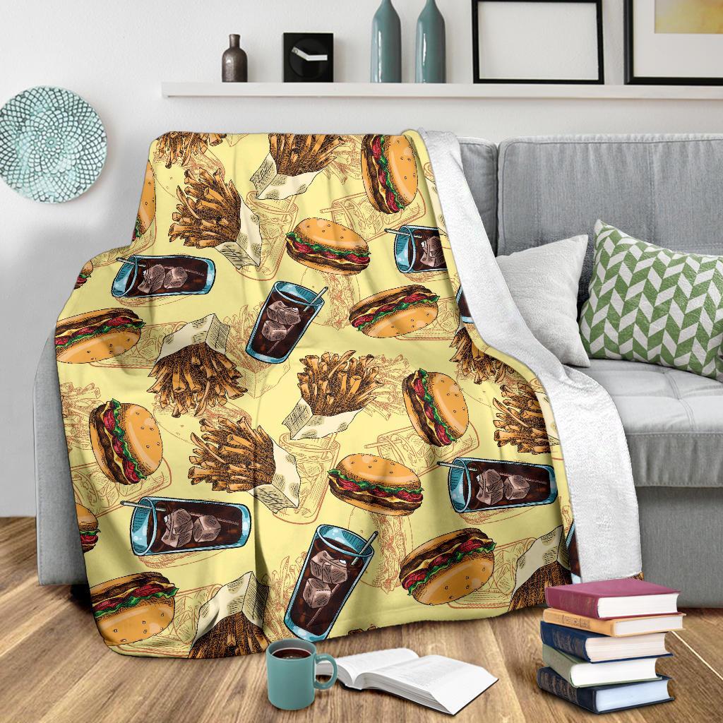 Fastfood Pattern Print Blanket-grizzshop