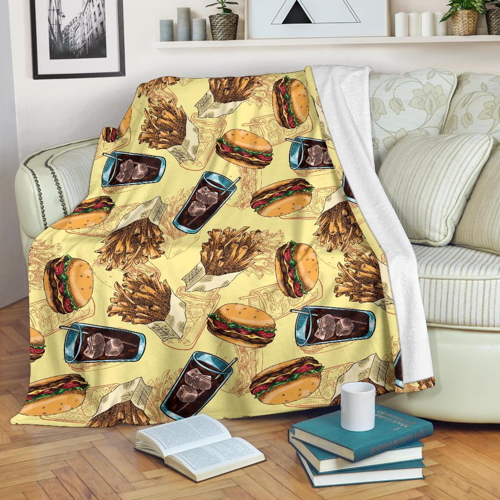 Fastfood Pattern Print Blanket-grizzshop