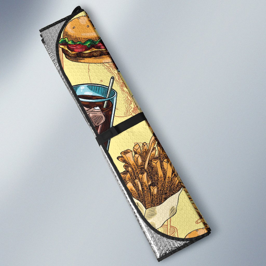 Fastfood Pattern Print Car Sun Shade-grizzshop