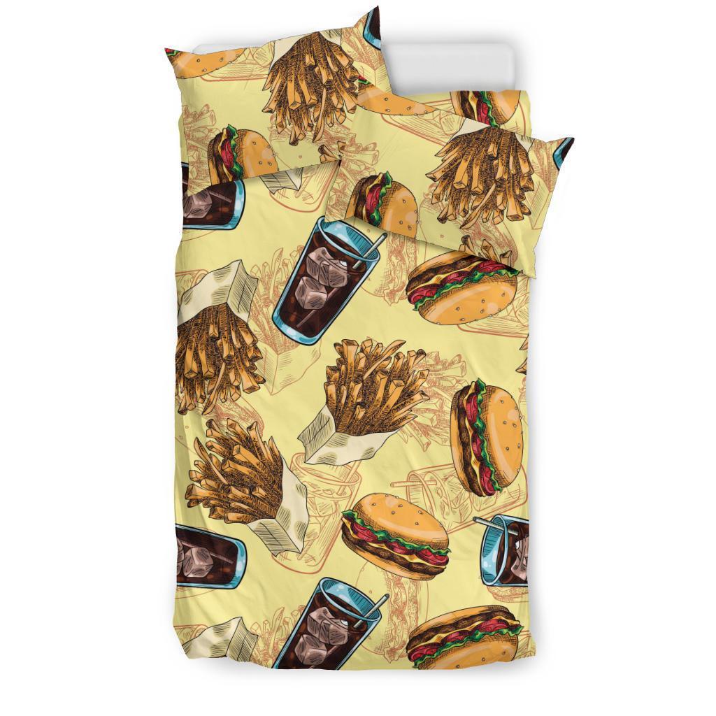 Fastfood Pattern Print Duvet Cover Bedding Set-grizzshop
