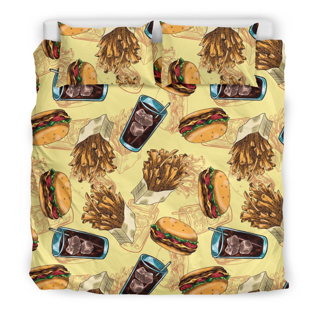 Fastfood Pattern Print Duvet Cover Bedding Set-grizzshop