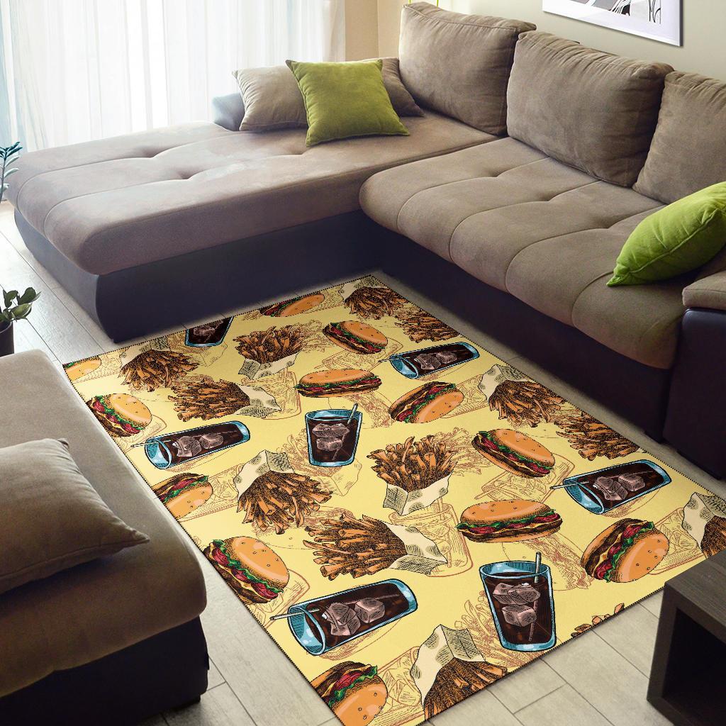 Fastfood Pattern Print Floor Mat-grizzshop