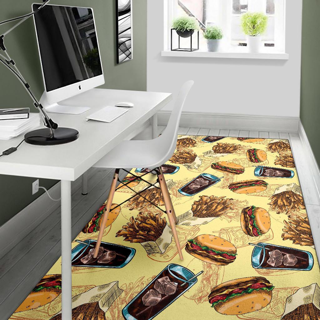 Fastfood Pattern Print Floor Mat-grizzshop