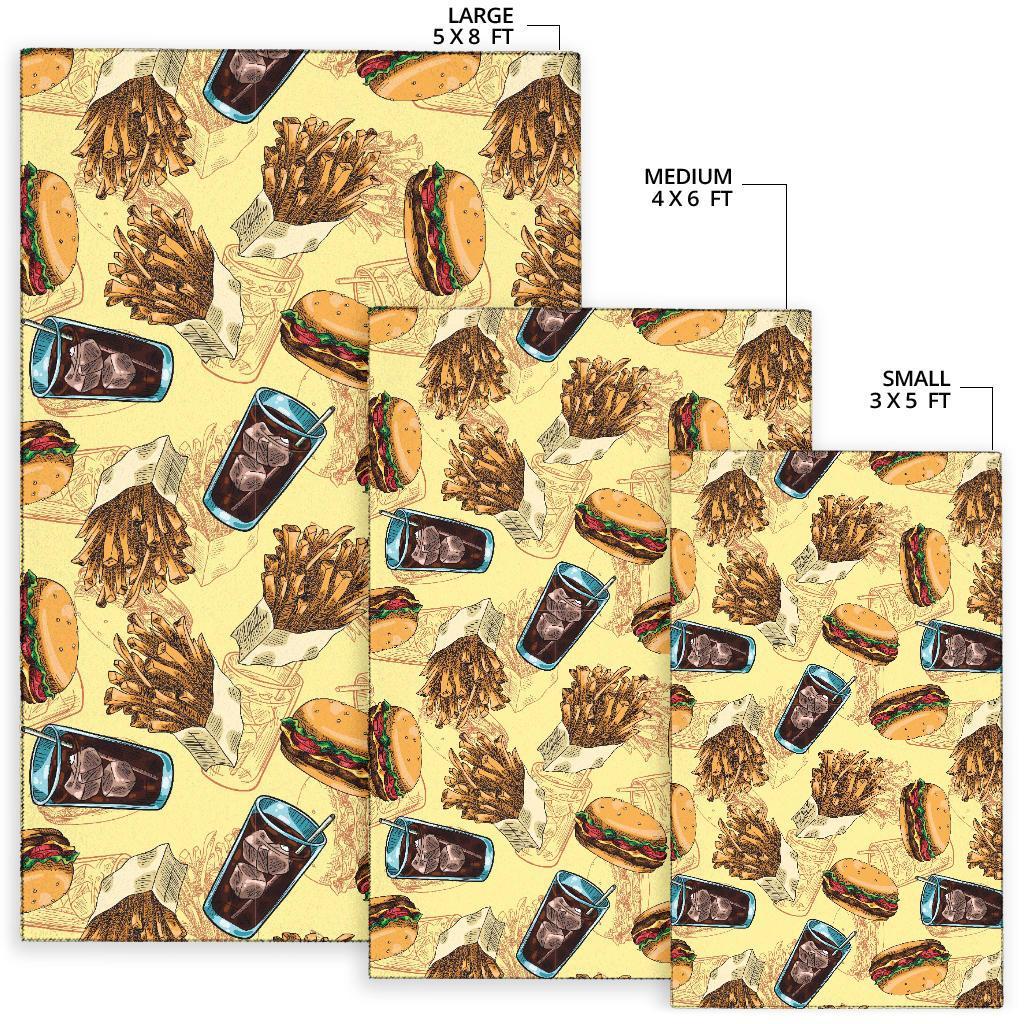 Fastfood Pattern Print Floor Mat-grizzshop