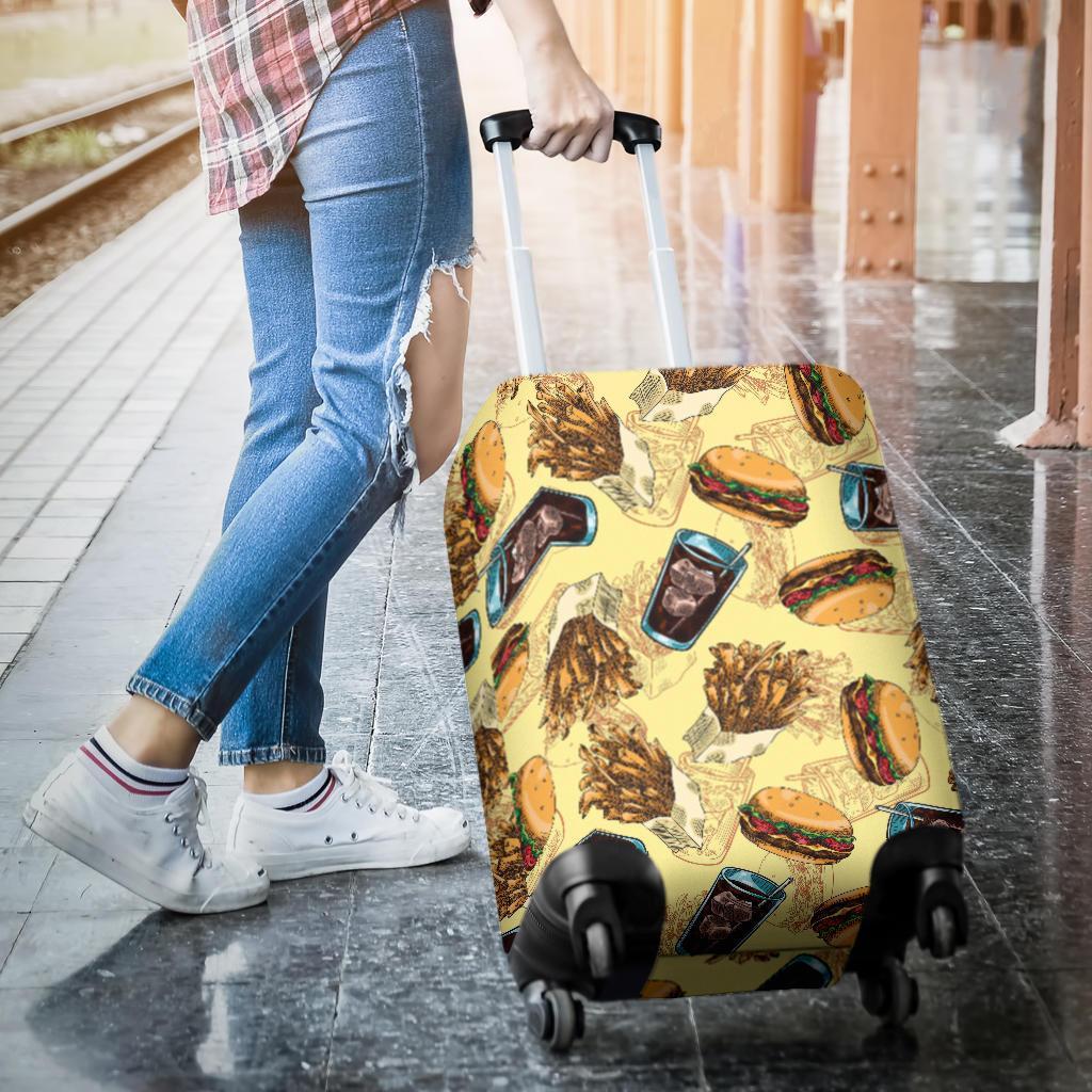 Fastfood Pattern Print Luggage Cover Protector-grizzshop