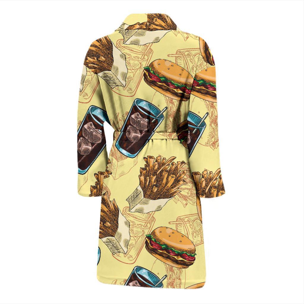 Fastfood Pattern Print Men Long Robe-grizzshop