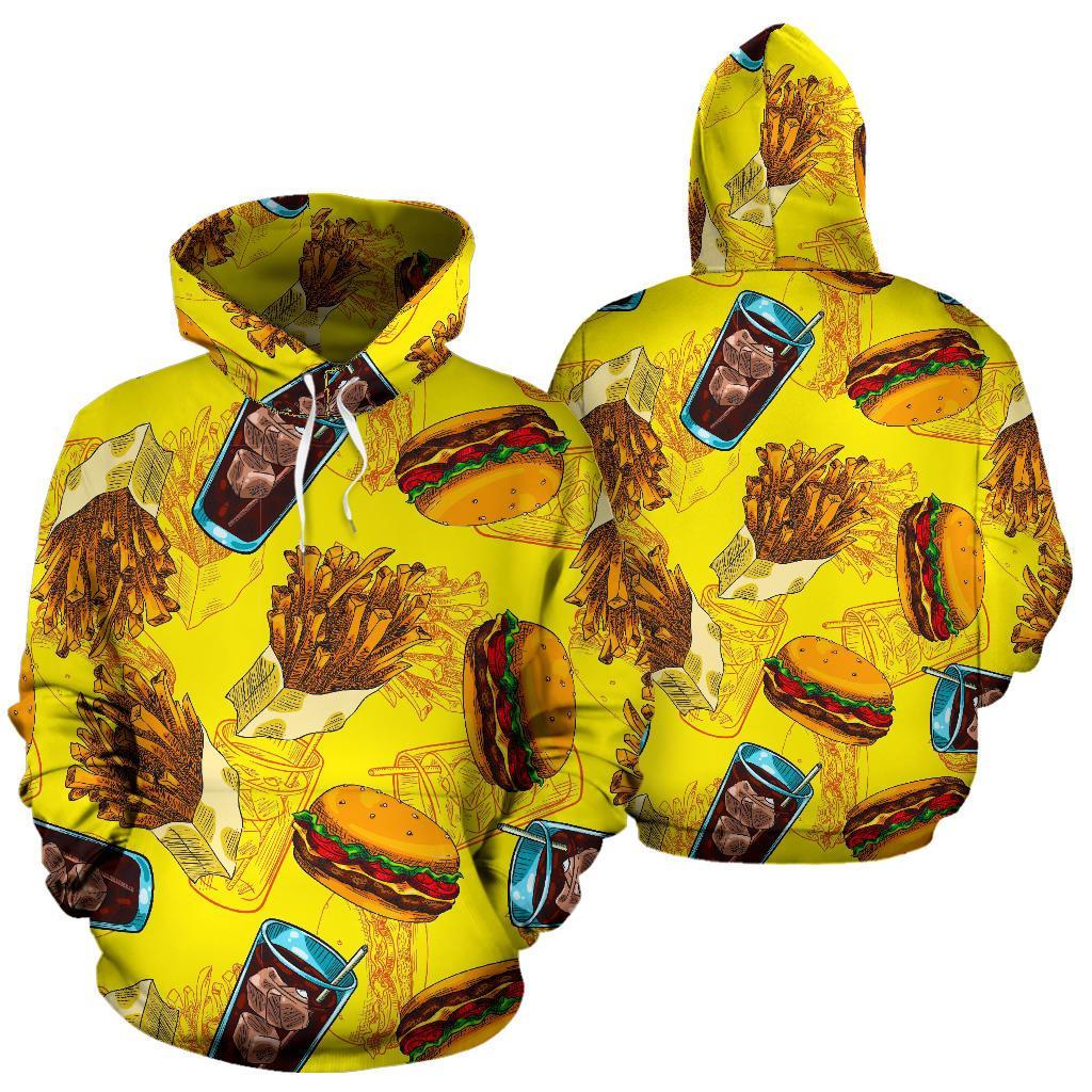 Fastfood Pattern Print Men Women Pullover Hoodie-grizzshop