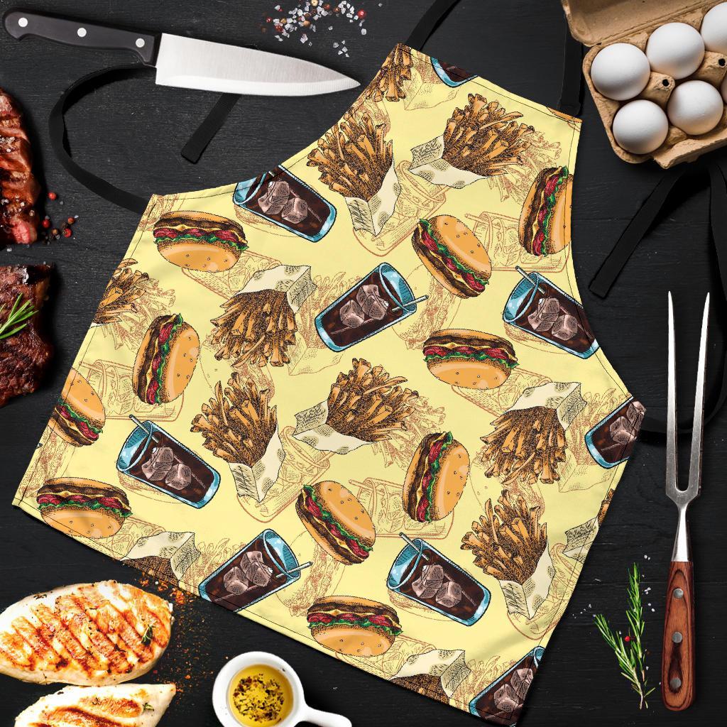 Fastfood Pattern Print Men's Apron-grizzshop