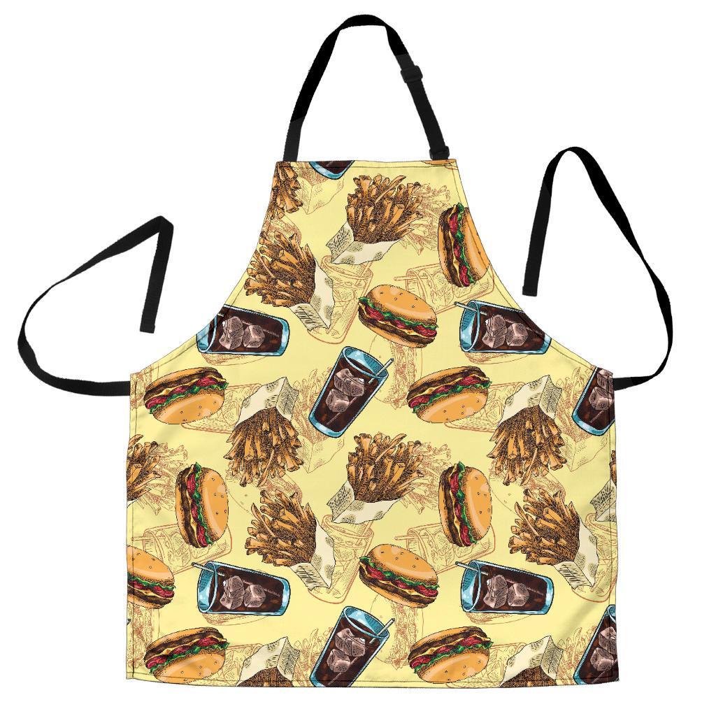 Fastfood Pattern Print Men's Apron-grizzshop