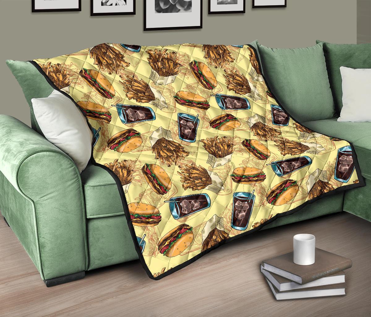 Fastfood Pattern Print Quilt-grizzshop