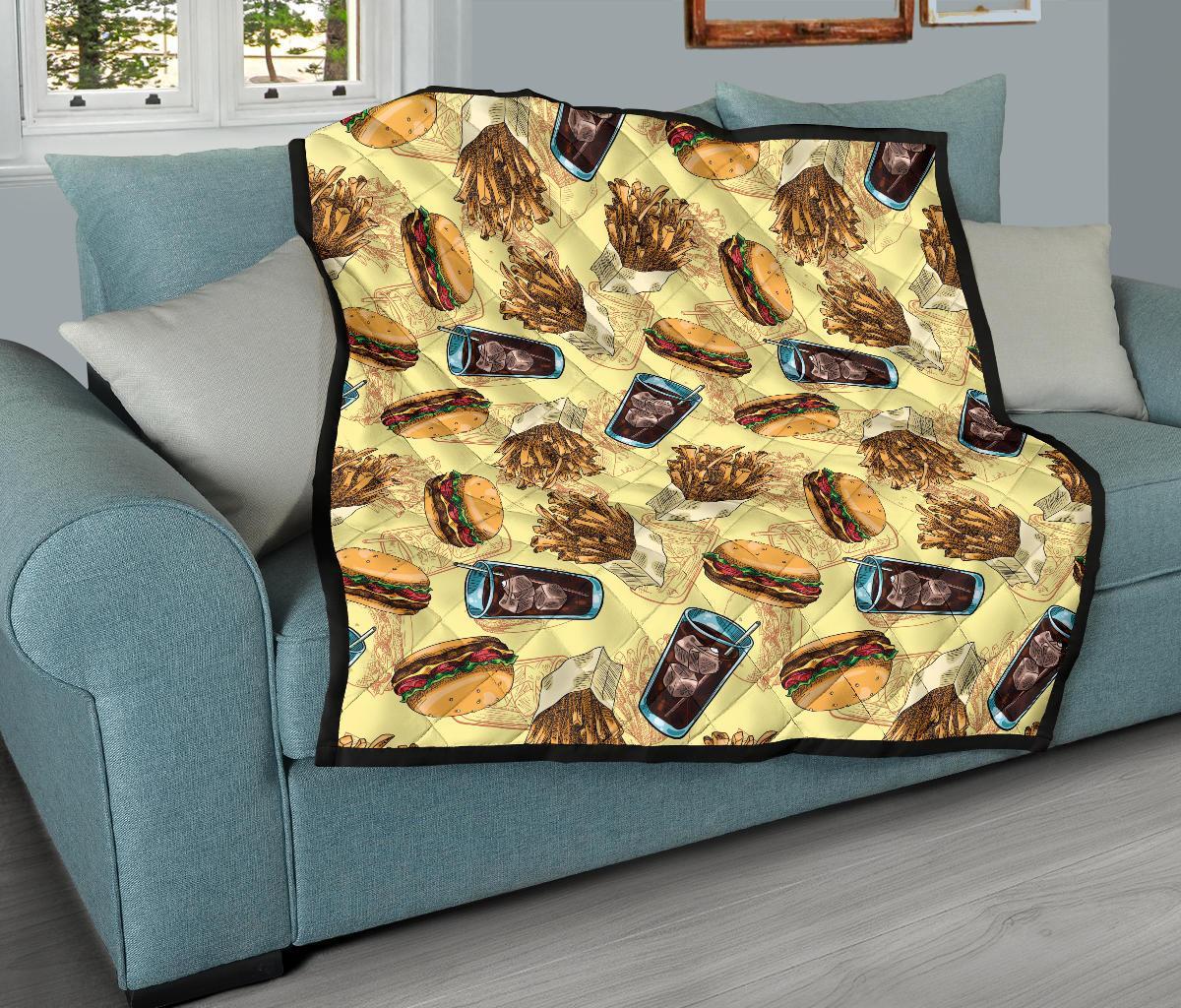 Fastfood Pattern Print Quilt-grizzshop