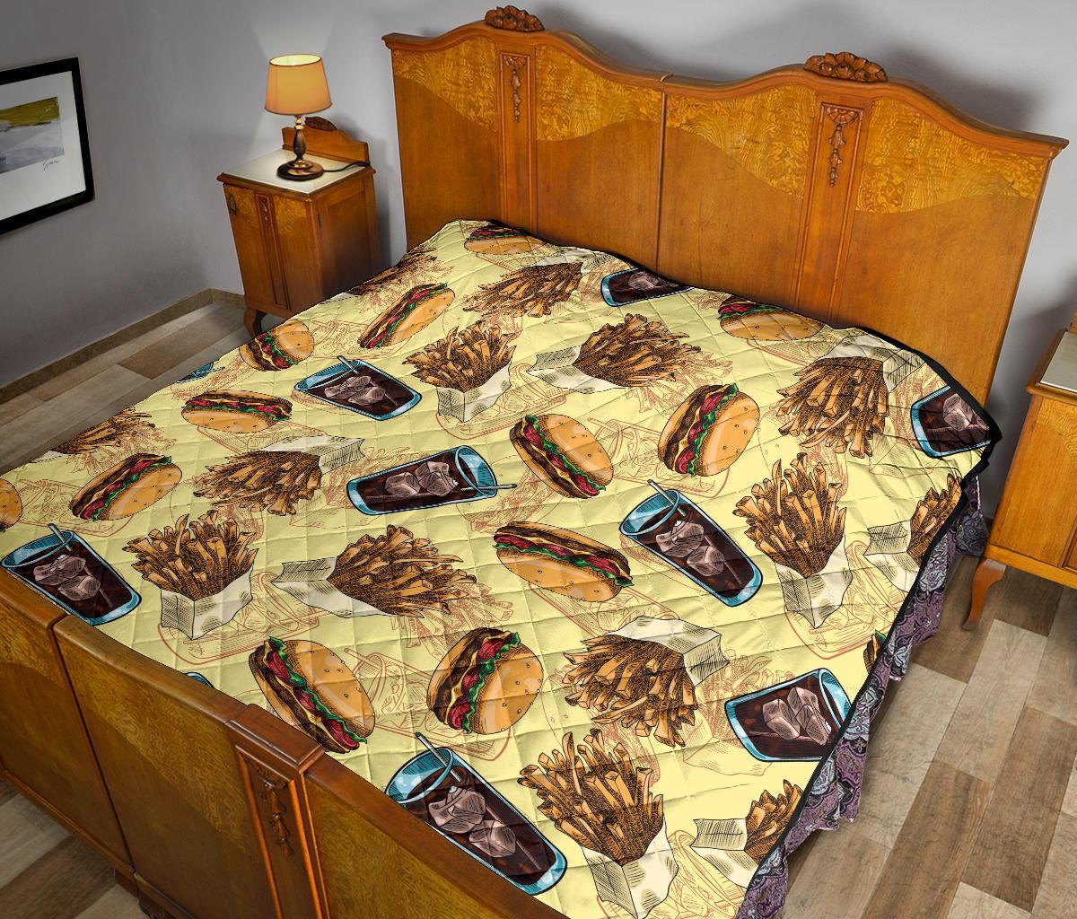 Fastfood Pattern Print Quilt-grizzshop