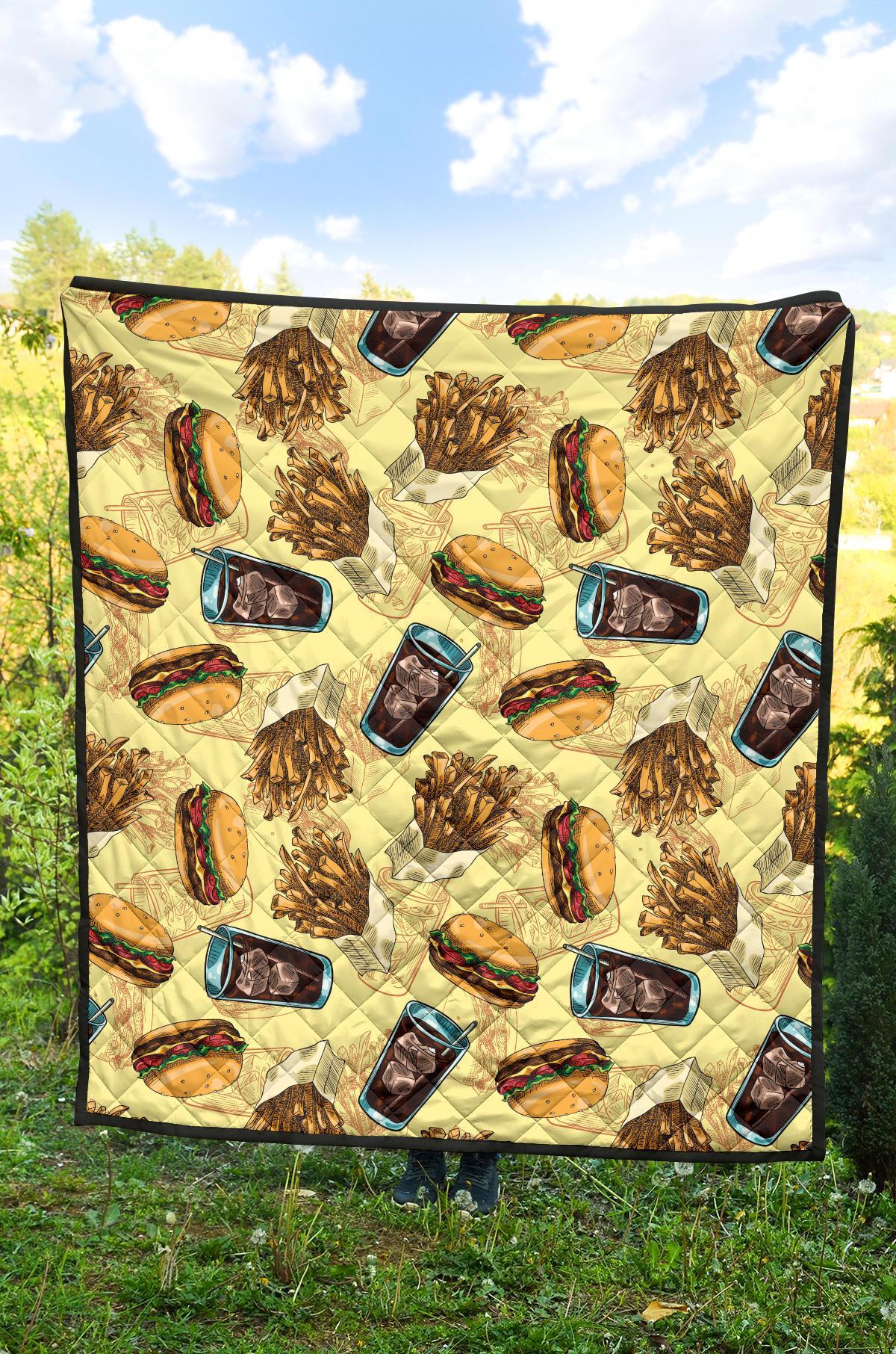 Fastfood Pattern Print Quilt-grizzshop