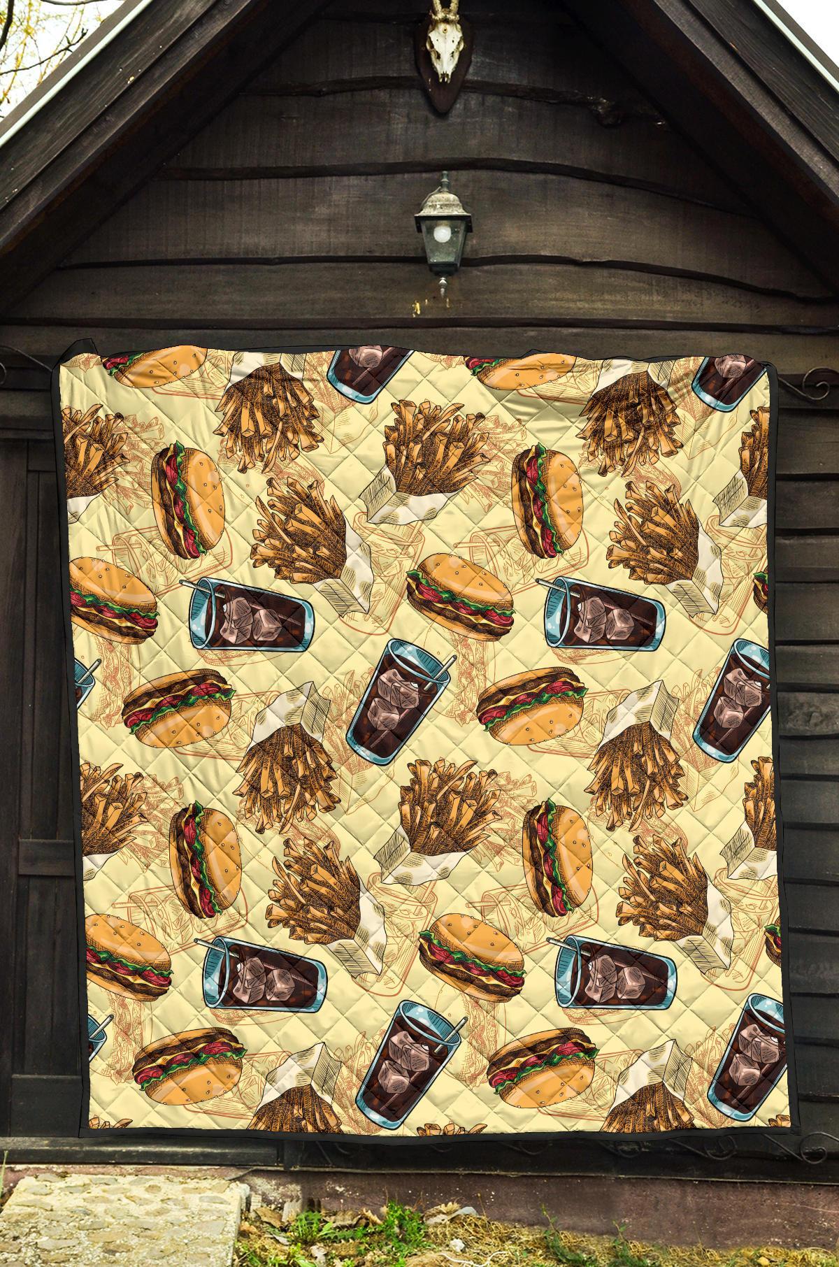 Fastfood Pattern Print Quilt-grizzshop