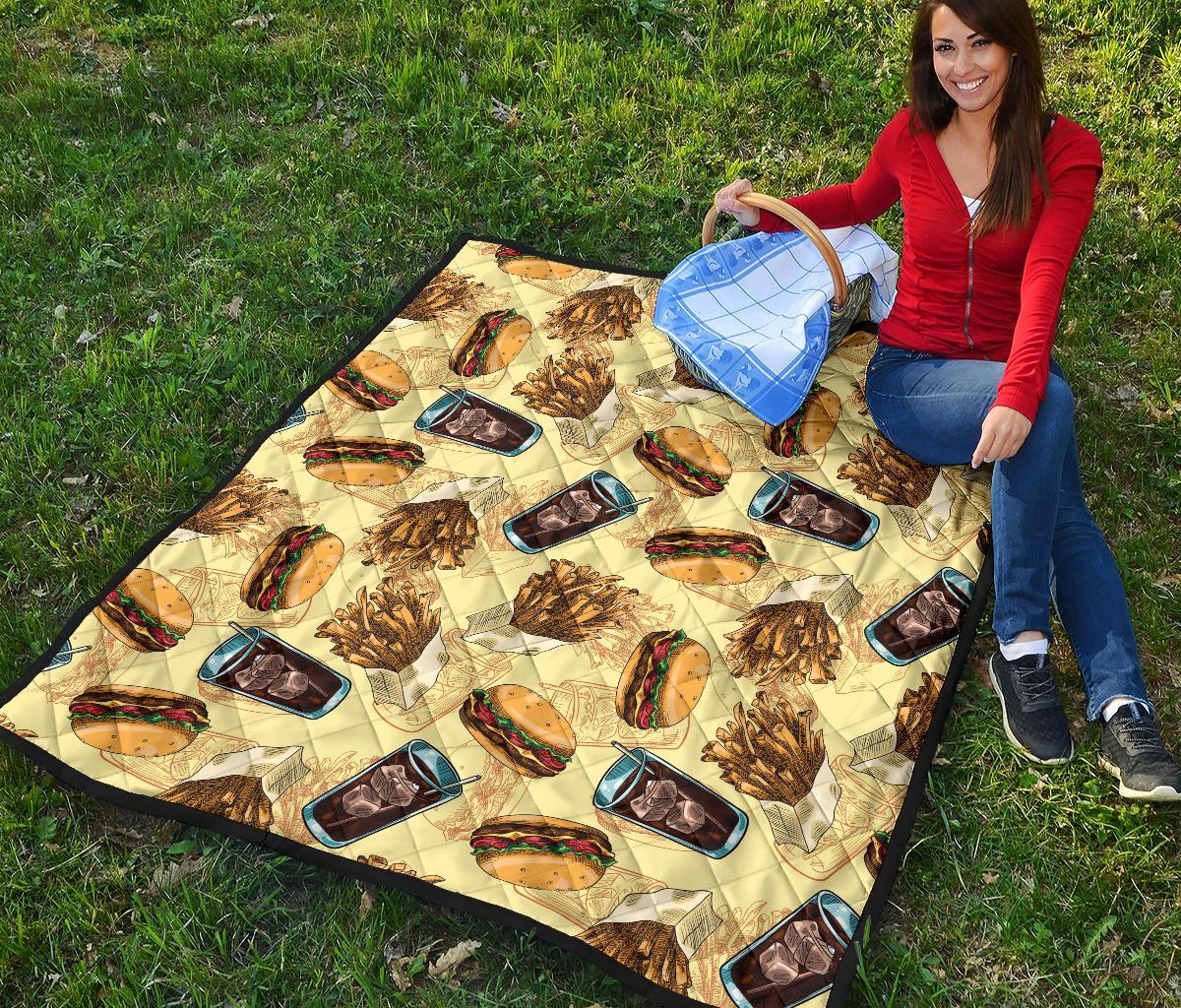 Fastfood Pattern Print Quilt-grizzshop