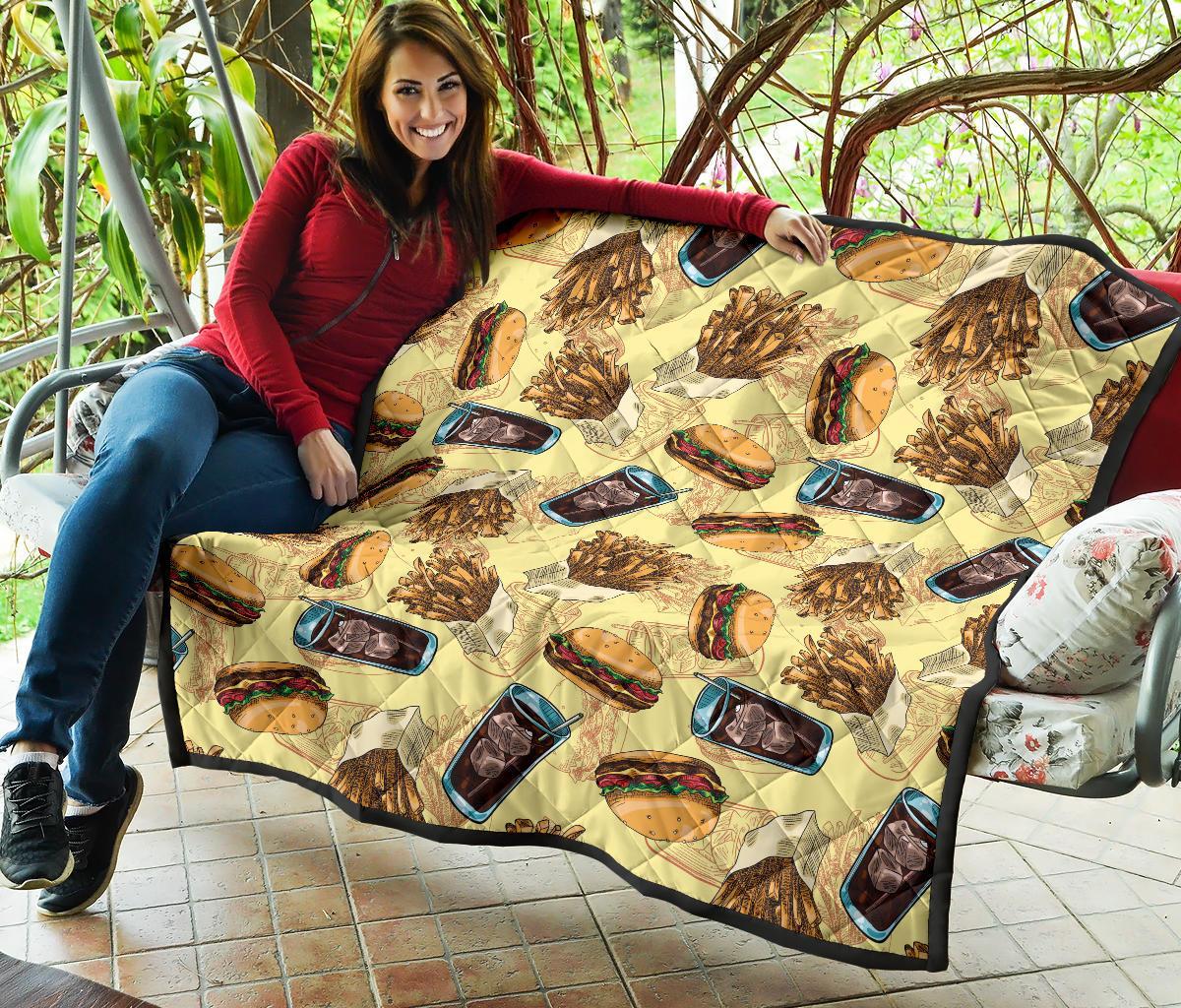 Fastfood Pattern Print Quilt-grizzshop