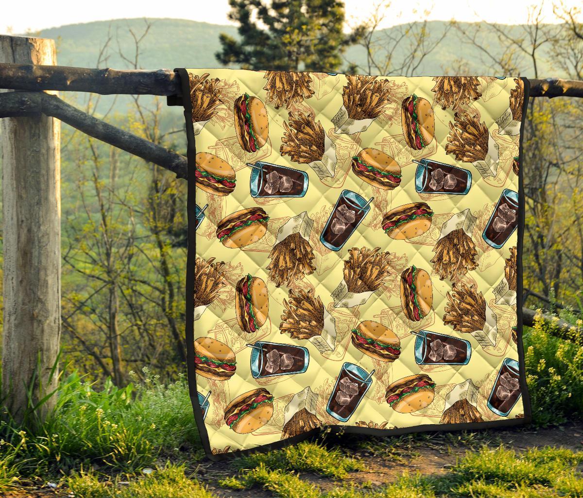 Fastfood Pattern Print Quilt-grizzshop