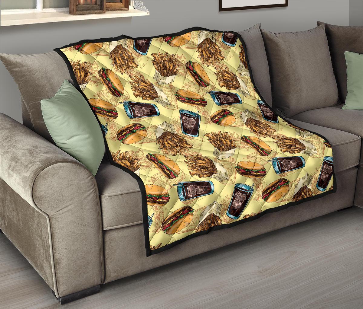 Fastfood Pattern Print Quilt-grizzshop