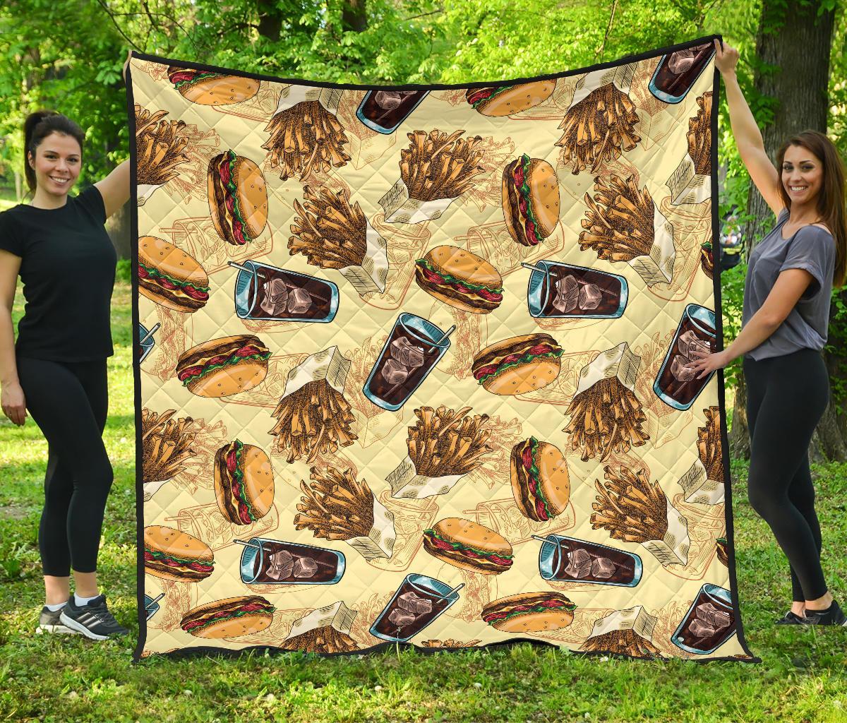 Fastfood Pattern Print Quilt-grizzshop