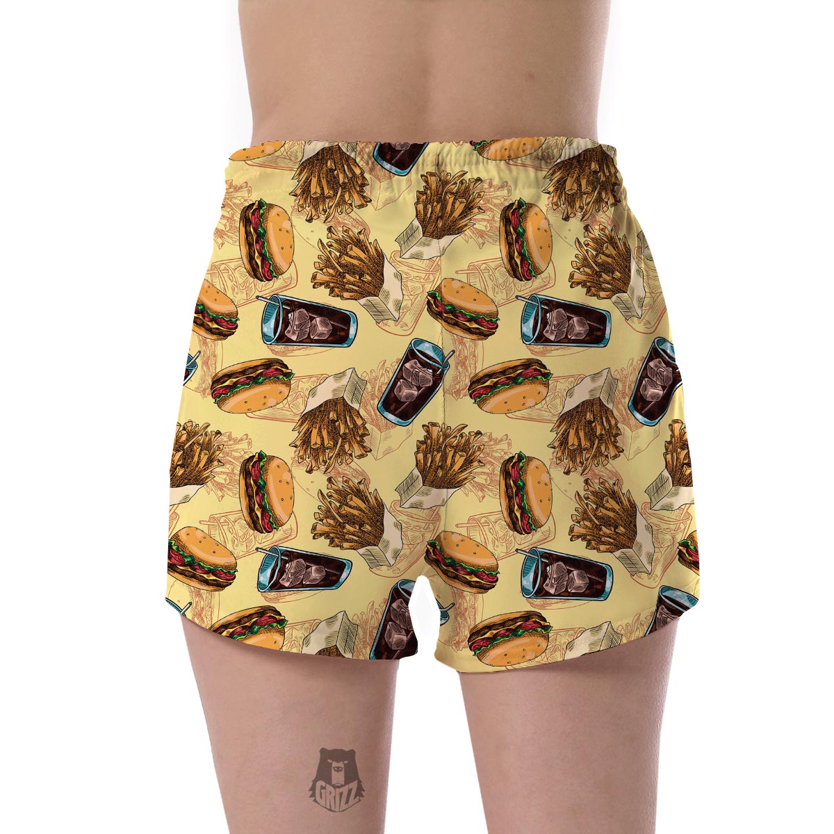 Fastfood Pattern Print Women's Shorts-grizzshop