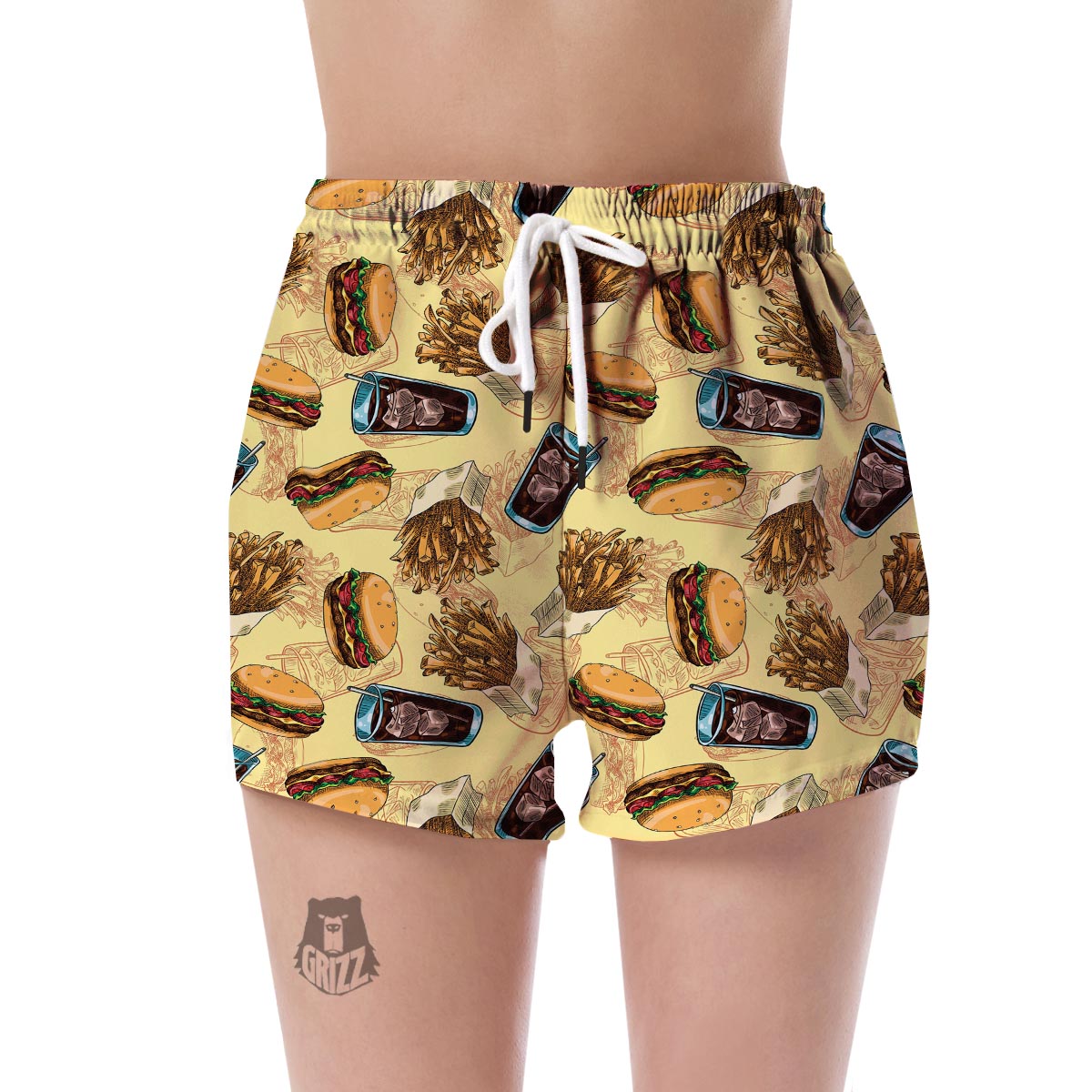 Fastfood Pattern Print Women's Shorts-grizzshop