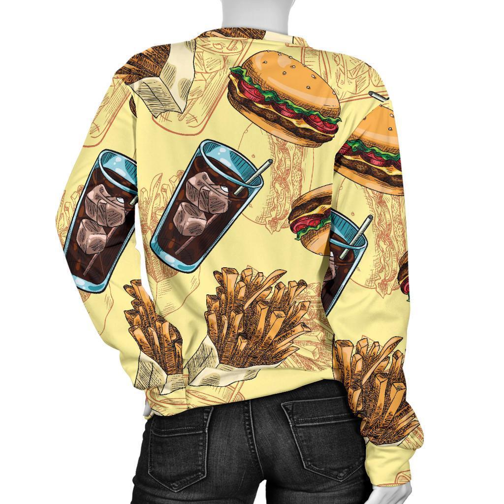 Fastfood Pattern Print Women's Sweatshirt-grizzshop