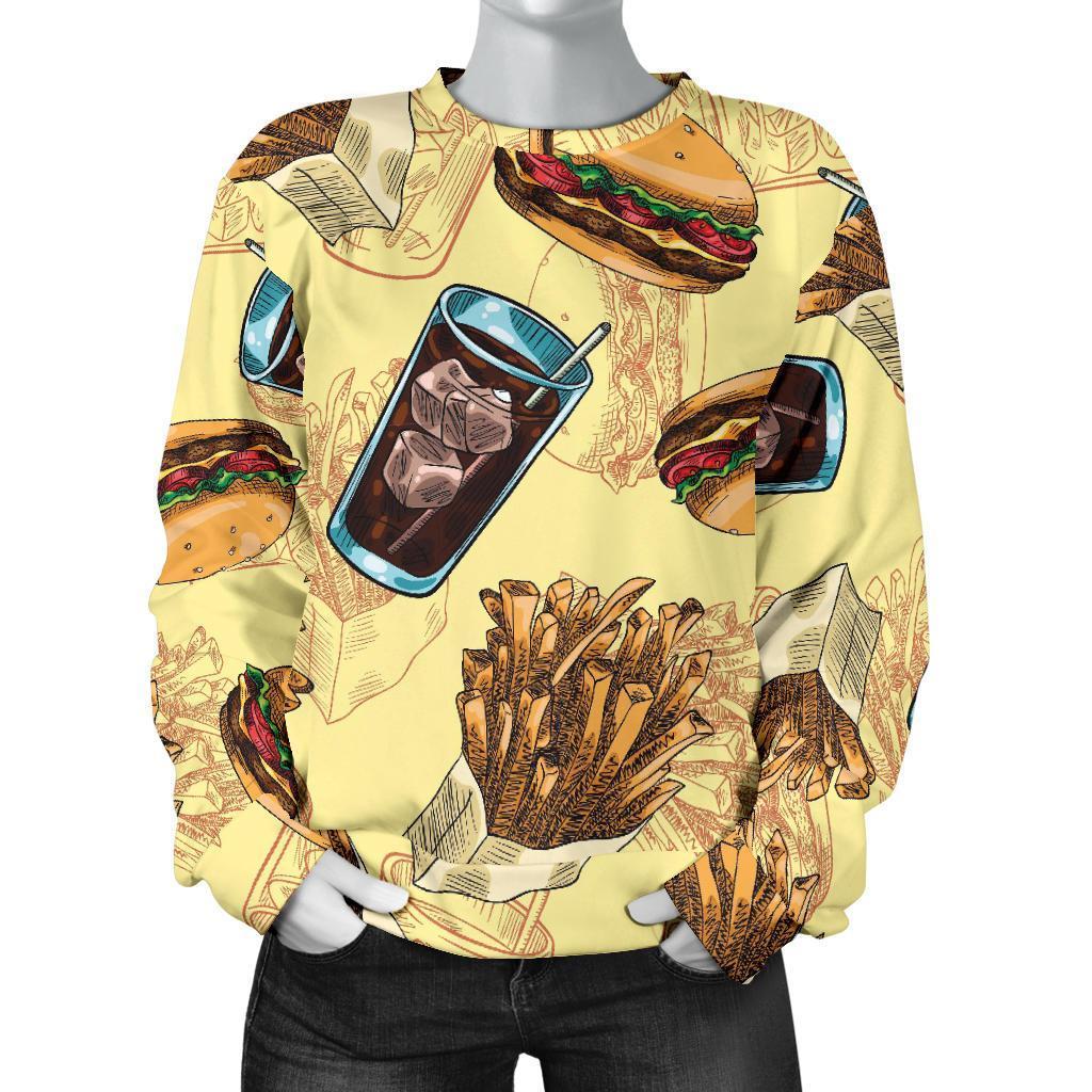 Fastfood Pattern Print Women's Sweatshirt-grizzshop