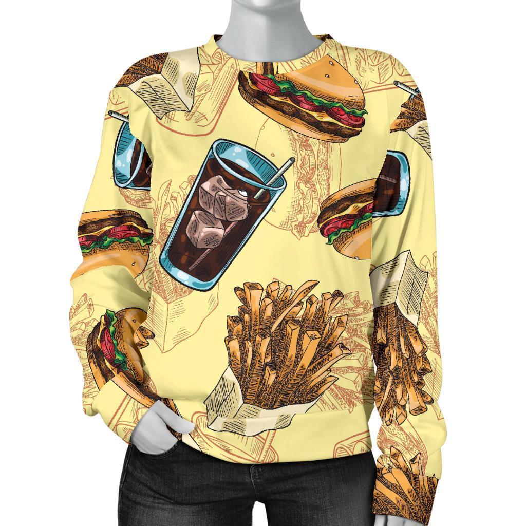 Fastfood Pattern Print Women's Sweatshirt-grizzshop