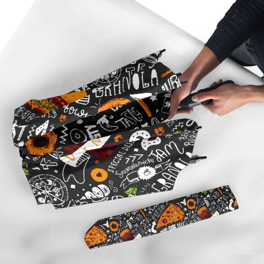 Fastfood Print Pattern Automatic Foldable Umbrella-grizzshop