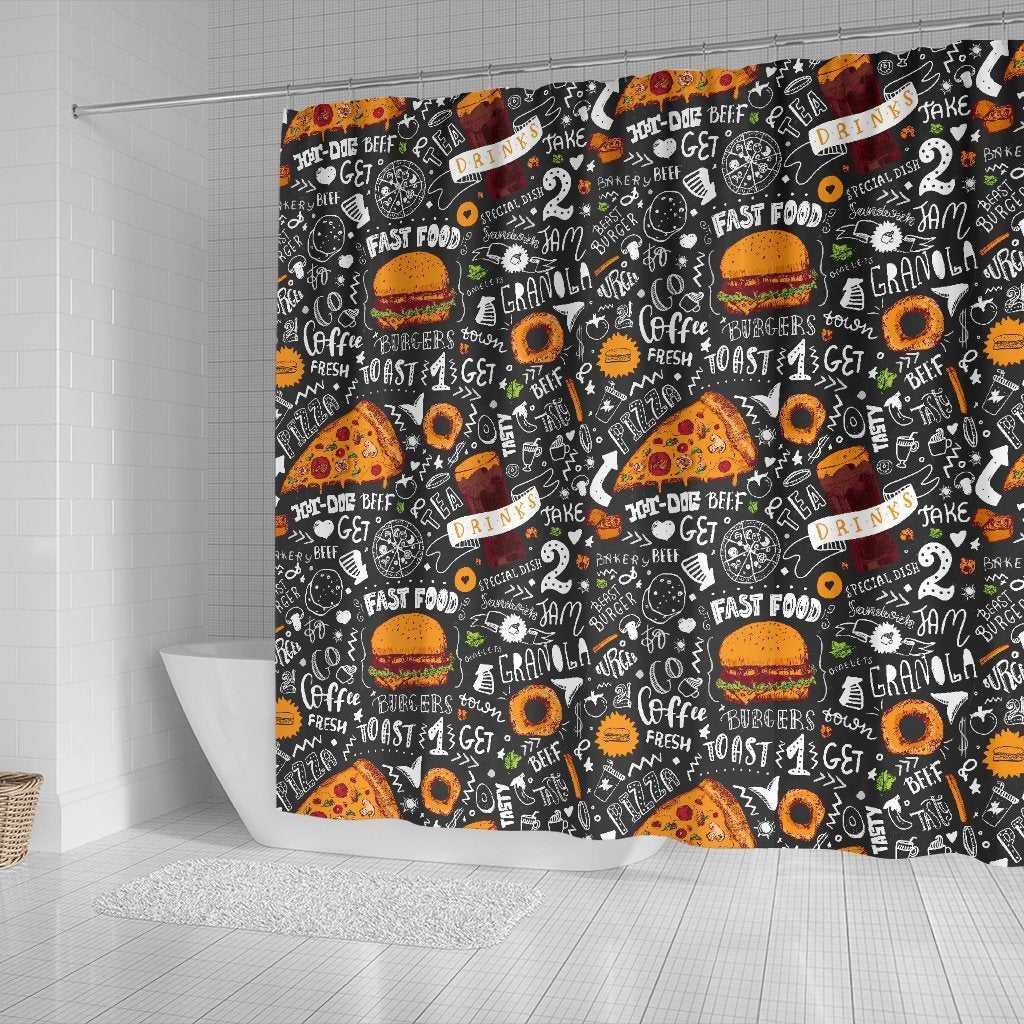 Fastfood Print Pattern Bathroom Shower Curtain-grizzshop