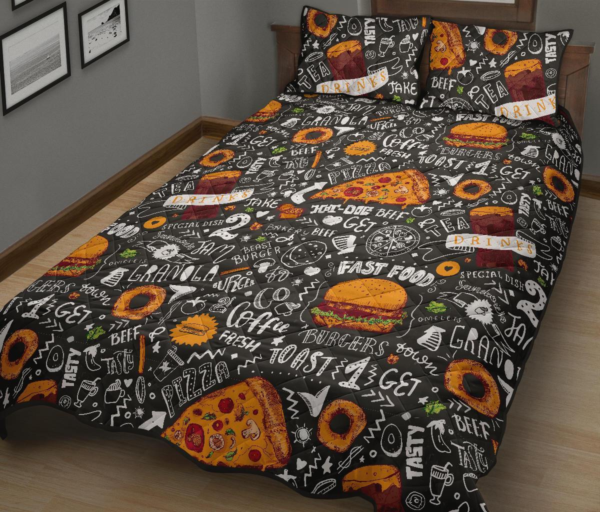 Fastfood Print Pattern Bed Set Quilt-grizzshop
