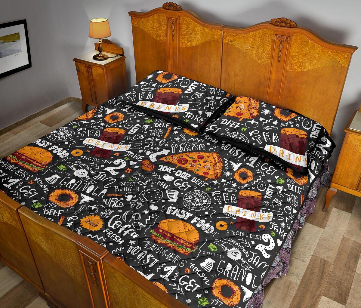 Fastfood Print Pattern Bed Set Quilt-grizzshop