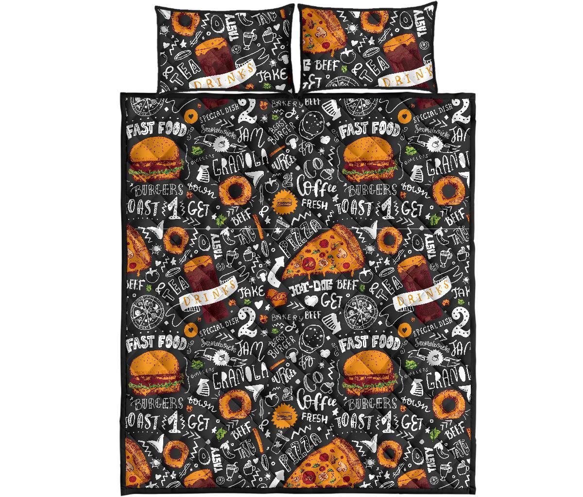 Fastfood Print Pattern Bed Set Quilt-grizzshop